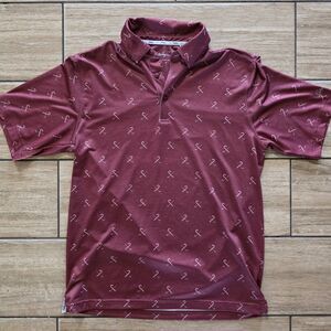 Walter Hagen 11 Majors Golf Shirt Maroon With Candy Canes Size Small Men's HTF